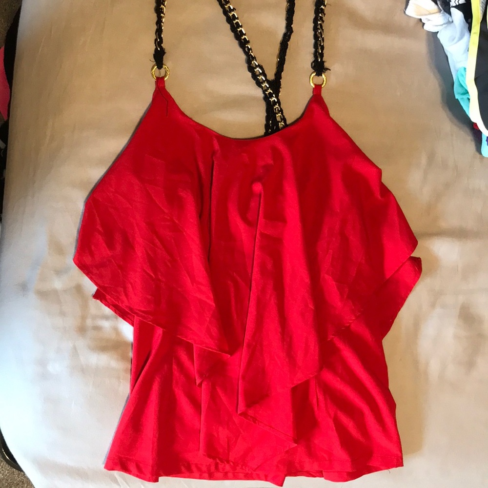 Red chained blouse